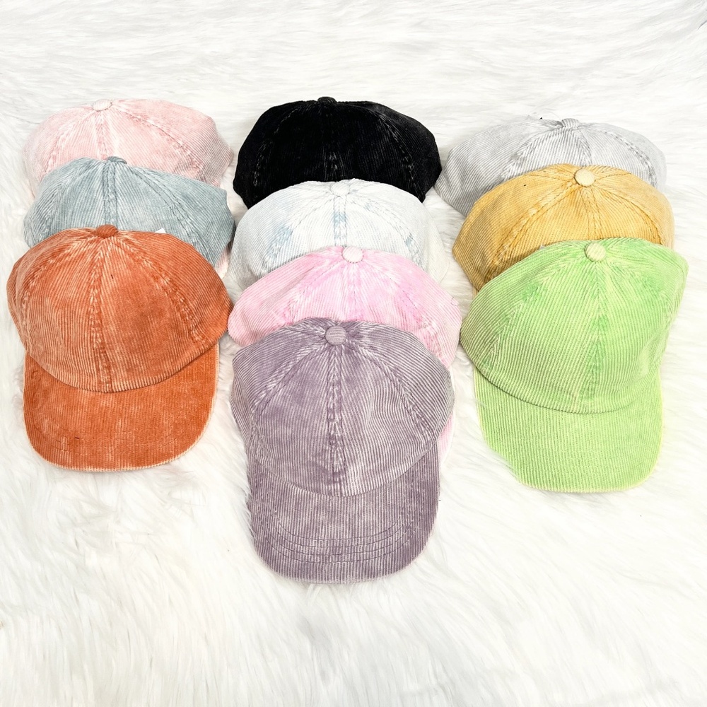 C.C Vintage Corduroy Cross Pony Tail Cap (Adjustable Strap), Ponytail Corduroy